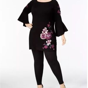 NWT INC International Concepts Black W/ Floral embroidery Women’s Dress, Size 2X